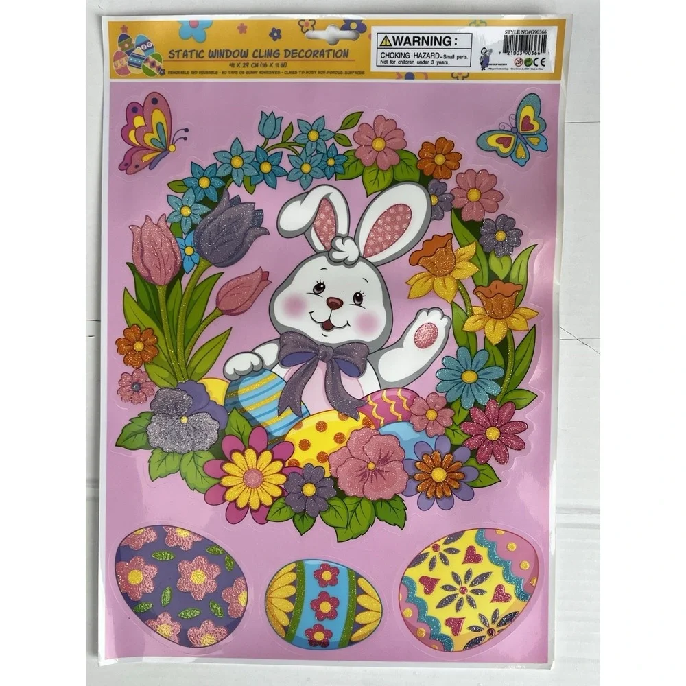 VTG 90s Easter Window Clings NOS 10 Pc Set Bunny Chick Cutouts Yard Sign Decor